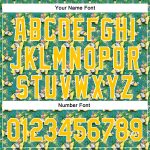 Custom Name and Number Baseball Jersey with Flamingo and Hawaii Palm Leaves, Green White-Yellow 3D Pattern Design Personalized