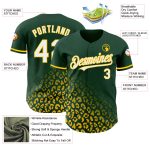 Custom Leopard Print Baseball Jersey with Personalized Name and Number - Green White-Yellow 3D Pattern Design Personalized