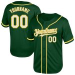 Custom Name Number Authentic Throwback Baseball Jersey - Personalized Green White Yellow Mesh Team Jersey Personalized Green