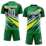 Custom Sublimation Soccer Jersey with Personalized Name & Number - Green White Yellow-Navy Team Uniform Personalized Green