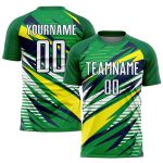 Custom Sublimation Soccer Jersey with Personalized Name & Number - Green White Yellow-Navy Team Uniform Personalized Green