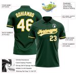 Custom Name and Number Personalized Vapor Golf Polo Shirt - Green White Yellow Performance Apparel Personalized Green White-Yellow