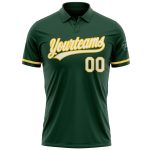 Custom Name and Number Personalized Vapor Golf Polo Shirt - Green White Yellow Performance Apparel Personalized Green White-Yellow