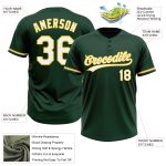 Custom Name and Number Unisex Softball Jersey - Personalized Green and Yellow Two-Button Design Personalized Green White-Yellow