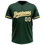 Custom Name and Number Unisex Softball Jersey - Personalized Green and Yellow Two-Button Design Personalized Green White-Yellow