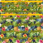 Personalized Tropical Pattern Golf Polo Shirt with Pineapples, Palm Leaves, Flowers - Custom Name & Number - Performance Wear