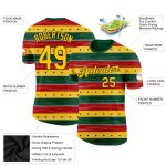 Personalized Black History Month 3D Pattern T-Shirt for Team - Custom Name & Number in Green Yellow-Black Design Personalized