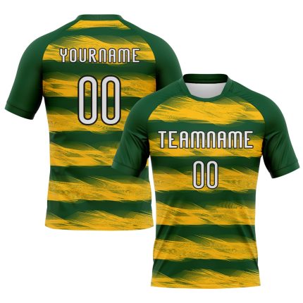 Custom Name Number Volleyball Jersey - Personalized Green Yellow Black Abstract Lines Uniform Personalized Green Yellow-Black