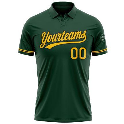 Custom Name Number Personalized Golf Polo Shirt - Green Yellow Black Performance Vapor Team Apparel Personalized Green Yellow-Black