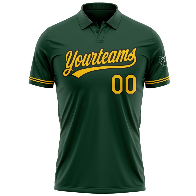 Custom Name Number Personalized Golf Polo Shirt - Green Yellow Black Performance Vapor Team Apparel Personalized Green Yellow-Black