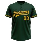 Custom Name and Number Softball Jersey - Personalized Unisex Green Yellow-Black Two-Button Design Personalized Green Yellow-Black