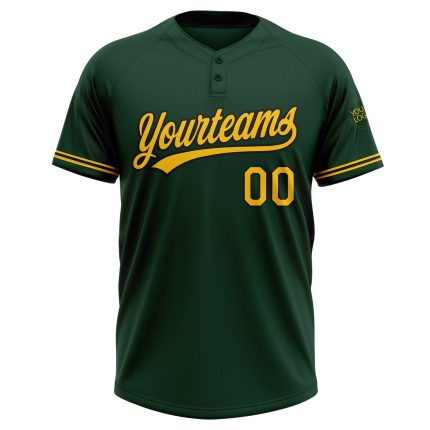 Custom Name and Number Softball Jersey - Personalized Unisex Green Yellow-Black Two-Button Design Personalized Green Yellow-Black