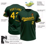 Custom Name and Number Softball Jersey - Personalized Unisex Green Yellow-Black Two-Button Design Personalized Green Yellow-Black