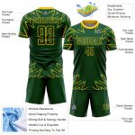 Custom Name and Number Soccer Uniform Jersey - Personalized Green Yellow Geometric Shapes Design Personalized Green Yellow