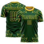 Custom Name and Number Soccer Uniform Jersey - Personalized Green Yellow Geometric Shapes Design Personalized Green Yellow