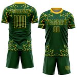 Custom Name and Number Soccer Uniform Jersey - Personalized Green Yellow Geometric Shapes Design Personalized Green Yellow