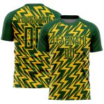 Custom Name Number Soccer Jersey Sublimation Lightning Design Green Yellow Team Uniform Personalized Green Yellow Lightning