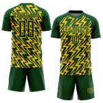 Custom Name Number Soccer Jersey Sublimation Lightning Design Green Yellow Team Uniform Personalized Green Yellow Lightning