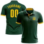 Custom Team Name Number Performance Golf Polo Shirt Green Yellow Personalized Personalized Green Yellow Performance Golf