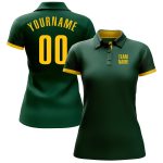 Custom Team Name Number Performance Golf Polo Shirt Green Yellow Personalized Personalized Green Yellow Performance Golf