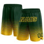 Custom Name Number Basketball Shorts, Authentic Fashion, Green Yellow Pinstripe Fade Design Personalized Green Yellow Pinstripe