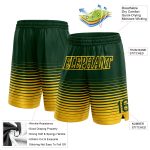 Custom Name Number Basketball Shorts, Authentic Fashion, Green Yellow Pinstripe Fade Design Personalized Green Yellow Pinstripe