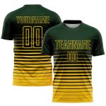 Custom Name Number Soccer Uniform Jersey - Personalized Green Yellow Fade Pinstripe Fashion Design Personalized Green Yellow