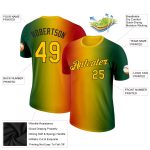 Custom Name and Number Black History Month T-Shirt - Gradient Green Yellow Red-Black 3D Pattern Design, Performance Wear