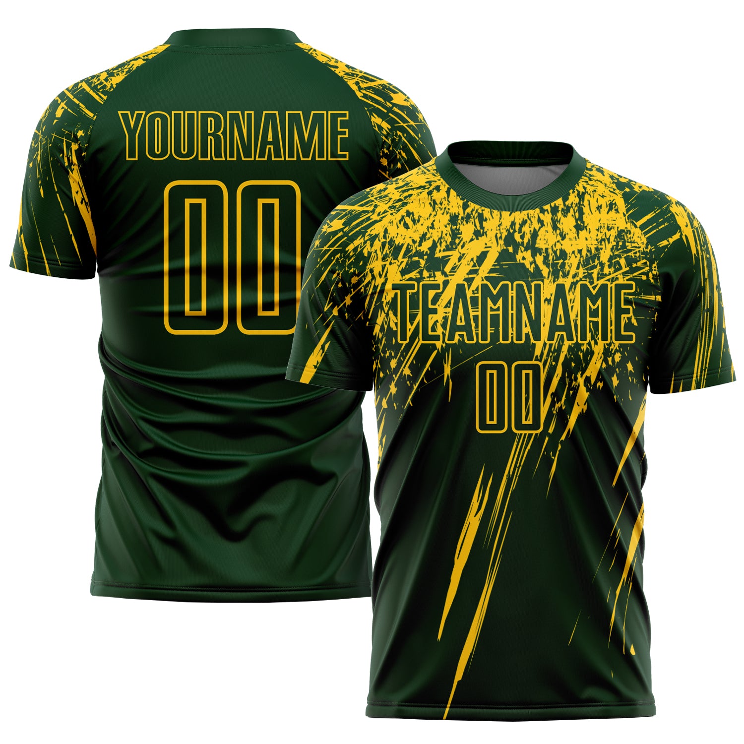 Custom Sublimation Soccer Jersey with Personalized Name and Number - Green Yellow Team Uniform Personalized Green Yellow