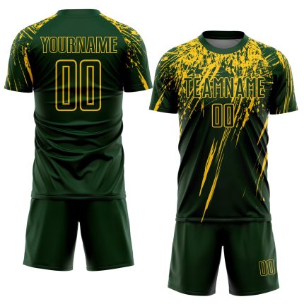 Custom Sublimation Soccer Jersey with Personalized Name and Number - Green Yellow Team Uniform Personalized Green Yellow