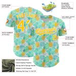 Custom Name and Number 3D Pineapple Design Baseball Jersey - Personalized Green Yellow-White Team Apparel Personalized Green