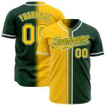 Custom Name Number Authentic Gradient Baseball Jersey Green Yellow White Fashion Personalized Green Yellow-White Authentic