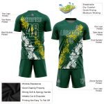 Custom Soccer Jersey with Personalized Name and Number in Green Yellow-White Sublimation Design Personalized Green Yellow-White
