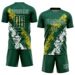 Custom Soccer Jersey with Personalized Name and Number in Green Yellow-White Sublimation Design Personalized Green Yellow-White