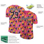 Personalized Hawaii Tropical Palm Leaves Pineapple T-Shirt for Team Custom Name & Number - Hot Pink Black White 3D Pattern