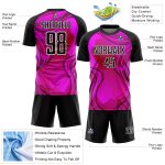 Custom Name Number Soccer Jersey Hot Pink Black White Waves Uniform Personalized for Team Personalized Hot Pink Black-White