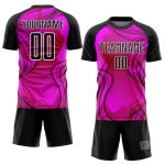 Custom Name Number Soccer Jersey Hot Pink Black White Waves Uniform Personalized for Team Personalized Hot Pink Black-White