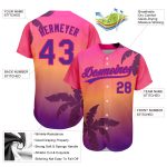 Custom Name & Number Baseball Jersey with 3D Hot Pink Purple Hawaii Palm Tree Design - Personalized Team Apparel Personalized