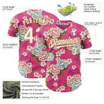 Custom Name and Number Baseball Jersey with Hot Pink White Gold 3D Pattern, Northeast China Big Flower Design Personalized