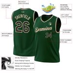 Custom Name and Number Authentic Basketball Jersey in Hunter Green and Black-Cream - Personalized Throwback Style Personalized