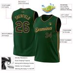 Custom Name Number Basketball Jersey - Personalized Hunter Green Black Gold Team Authentic Throwback Personalized Hunter