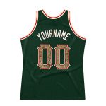 Custom Hunter Green Camo Cream Basketball Jersey with Team Name and Number - Authentic Throwback Style Personalized Hunter
