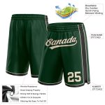 Custom Name Number Authentic Basketball Shorts Hunter Green Cream Black Personalized Hunter Green Cream-Black Authentic Basketball