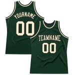 Personalized Hunter Green Cream Black Authentic Basketball Jersey for Men Personalized Hunter Green Cream-Black Authentic