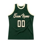 Custom Team Name Number Basketball Jersey in Hunter Green Cream-Black Authentic Throwback Style Personalized Hunter Green