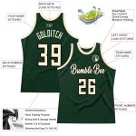 Custom Team Name Number Basketball Jersey in Hunter Green Cream-Black Authentic Throwback Style Personalized Hunter Green