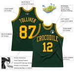 Custom Team Basketball Jersey - Personalized Hunter Green with Gold & Black, Authentic Throwback Style, Custom Name & Number