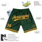 Custom Name Number Authentic Throwback Basketball Shorts - Hunter Green Gold Black Personalized Hunter Green Gold-Black Authentic