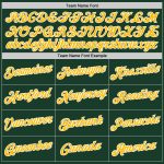 Personalized Authentic Basketball Jersey in Hunter Green with Gold-White Details, Throwback Style Personalized Hunter Green