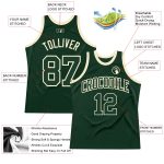 Custom Name and Number Basketball Jersey - Authentic Hunter Green and Cream Throwback Design Personalized Hunter Green Green-Cream